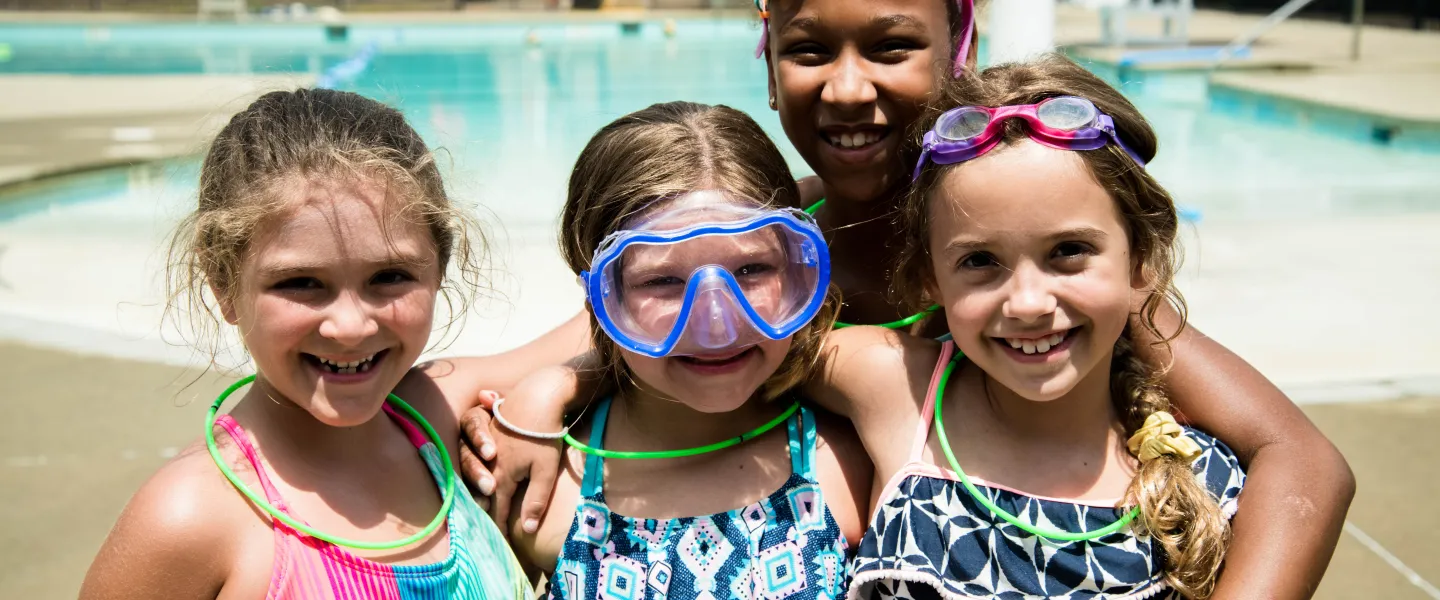Girls at the pool at Camp Hanes