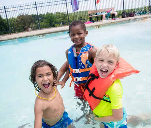 Boys in swimming pool
