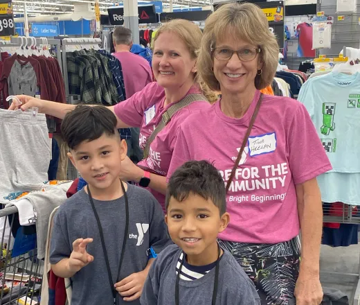 Two kids and two adults at Walmart